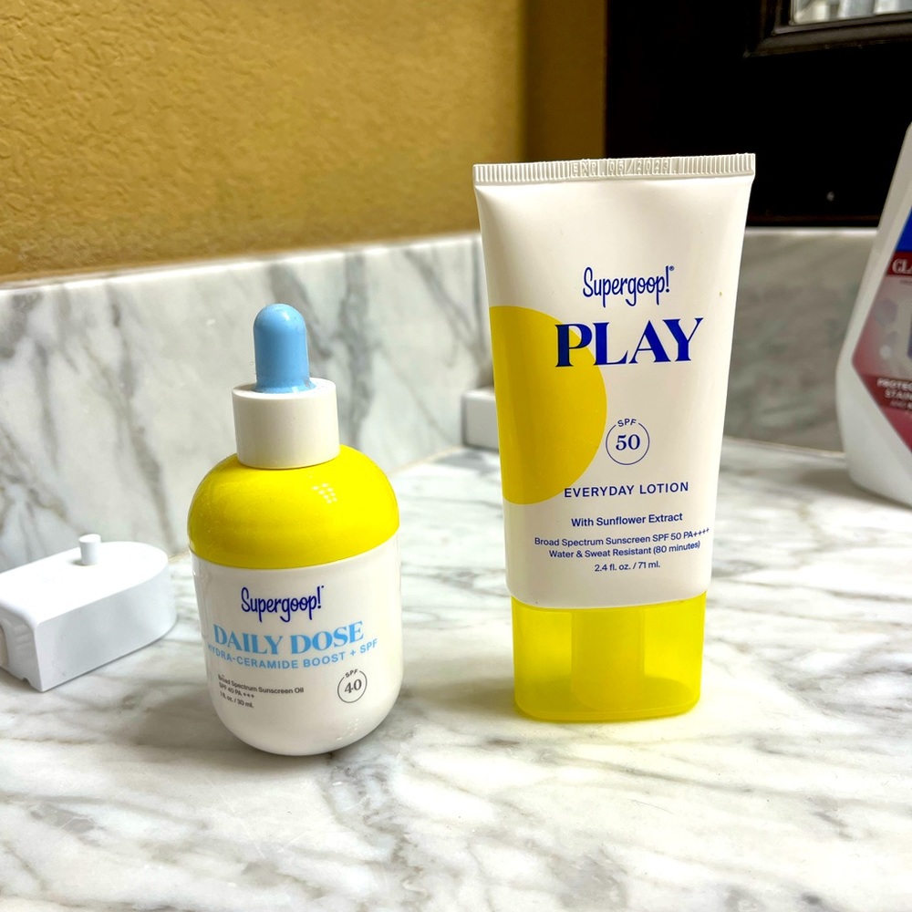 Supergoop Sunscreen play lotion and daily dose Hydra-ceramide + SPF